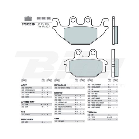 PASTILLAS DE FRENO SINTERIZADAS BREMBO 07GR52SD