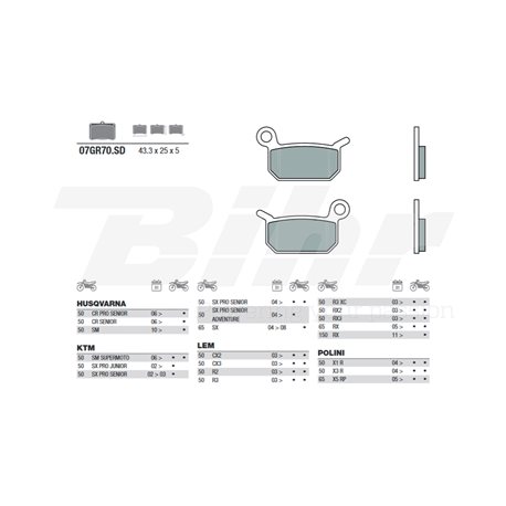 PASTILLAS DE FRENO SINTERIZADAS BREMBO 07GR70SD