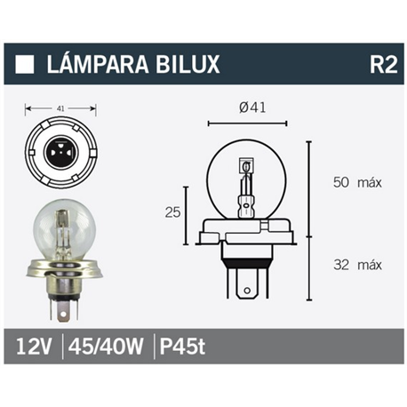 LAMPARA BILUX 12V45/40W