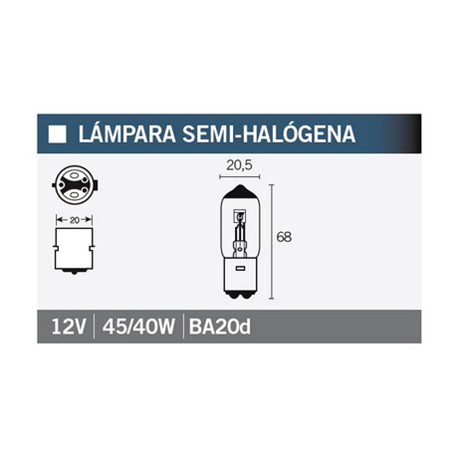 LÁMPARA SEMIHALÓGENA 45/40W