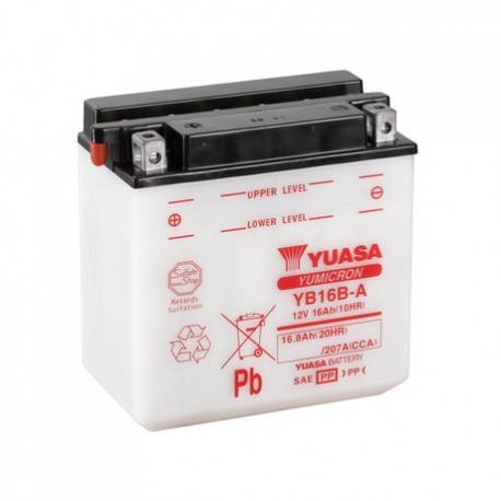 BATERIA MOTO YUASA YB16B-A DRY CHARGED (SIN ELECTROLITO)