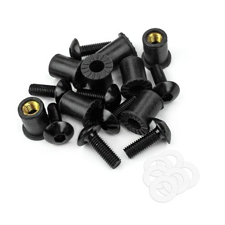 SET OF BOLTS BLACK FOR WINDSCREEN 8PCS