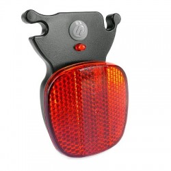 REFLECTEUR ARRIERE HERRMANS HOMOLOGUE FRANCE + 1 LED (ON-OFF-FLASH) FIXATION SUR RAIL DE SELLE