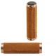 POIGNEE VELO 130MM SIMILI CUIR MARRON LOCK ON ALU COULEUR BRONZE