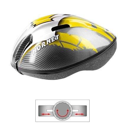 CASQUE VELO ENFANT GES HORNET JAUNE-GRIS-CARBONE (50-55)