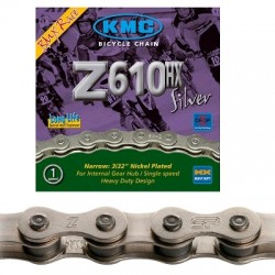 CHAINE VELO KMC BMX Z610HX ARGENT 1/2 X 3/32" 112 MAILLONS