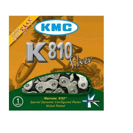 CHAINE VELO KMC BMX K810 KOOL SERIE ARGENT1/2 X 3/32" 110 MAILLONS