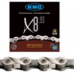 CHAINE VELO KMC 8 VITESSES X8-93 ARGENT 116M