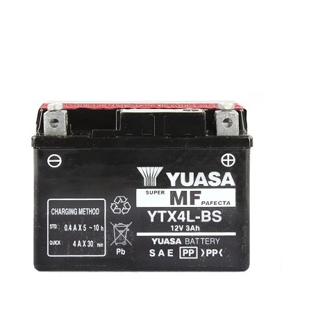 BATERIA YUASA YTX4L-BS 12V-3A SIN MANTENIMIENTO PIAGGIO 50