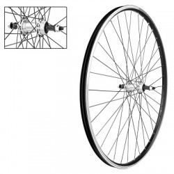 PAIRE DE ROUES 28" SIMPLE PAROIE ROUE LIBRE A VISSER NOIRE ET ARGENT