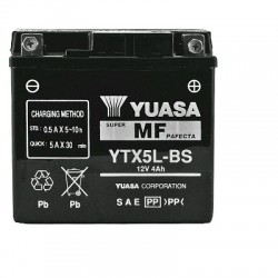 BATERIA YUASA YTX5L-BS 12V-4A SIN MANTENIMIENTO SCARABEO/VIVACITY/DERBI DRD PRO/KYMCO AGILITY 50 4T