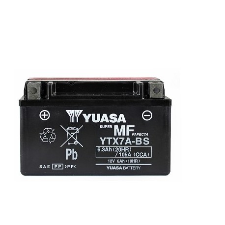 BATERIA YUASA YTX7A-BS 12V-6A SIN MANTENIMIENTO CYGNUS/SYM FIDDLE/KYMCO AGILITY 125