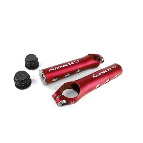 TOPES DE MANILLAR BAR-ENDS BICI DE BTT TOKEN ROJO 63G (V502B)