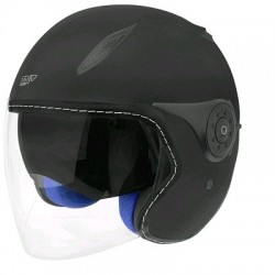 CASCO JET DOBL TORNILLO NEGRA MAT LISO AERO L SB18