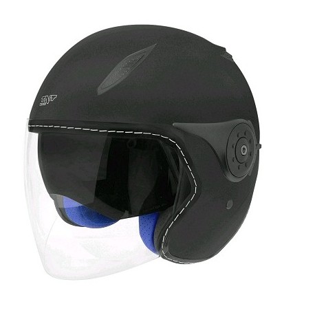 CASCO JET DOBL TORNILLO NEGRA MAT LISO AERO L SB18