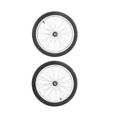 ROUES 20" BMX ALU 48 RAYONS (LIVRE COMPLETE PNEUS + CHAMBRES) (LA PAIRE) Ø10