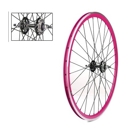 ROUE ARRIERE VELOX 700C FIXIE ROSE ALU MOYEU FLIP FLOP