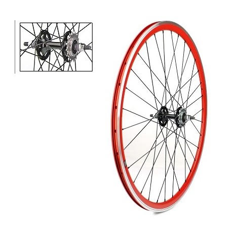 ROUE ARRIERE VELOX 700C FIXIE ROUGE ALU MOYEU FLIP FLOP