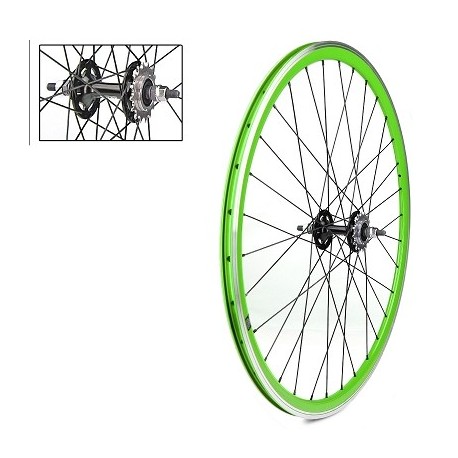 ROUE ARRIERE VELOX 700C FIXIE VERTE ALU MOYEU FLIP FLOP