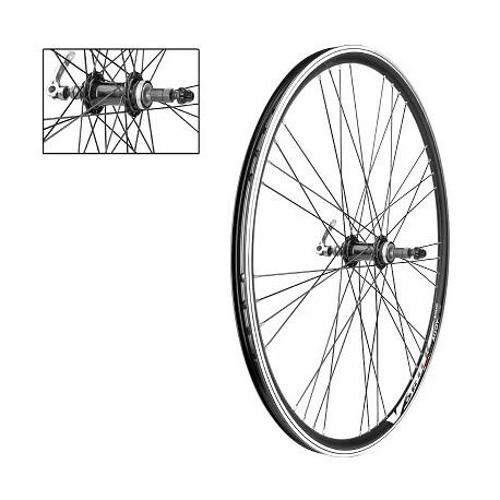 PAIRE DE ROUES 28" DOUBLE PAROIES ROUE LIBRE A VISSER NOIRE