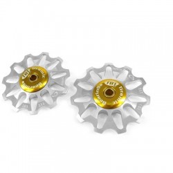 RODILLOS DE DESAROLLO TOKEN 11 DIENTES COMPATIBLE SHIMANO/CAMPAGNOLO/SRAM X0 ROULEMENT CERAMICA PLATA (EL PAR)