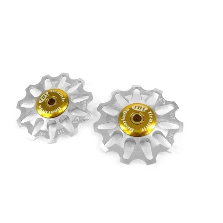 RODILLOS DE DESAROLLO TOKEN 11 DIENTES COMPATIBLE SHIMANO/CAMPAGNOLO/SRAM X0 ROULEMENT CERAMICA PLATA (EL PAR)