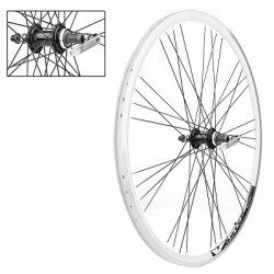 PAIRE DE ROUES 28" DOUBLE PAROIES ROUE LIBRE A VISSER BLANCHE