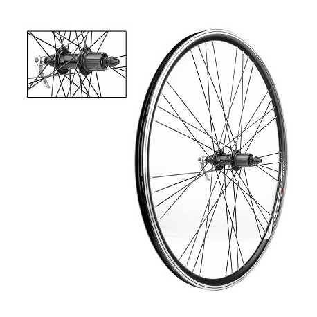 PAIRE DE ROUES 28" DOUBLE PAROIES A CASSETTE 8-9 VITESSES A BLOCAGE NOIRE