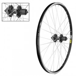 RUEDA TRASERA 26 BICI DE BTT DOBLE PARED MAVIC XM117 / MOYEU SHIMANO M475 DISCO / V-BRAKE CASSETTES 8/9V NEGRE