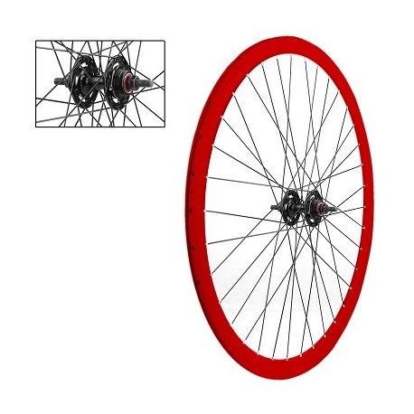 PAIRE DE ROUES FIXIE 700C DOUBLE PAROIES 30MM ROUGE