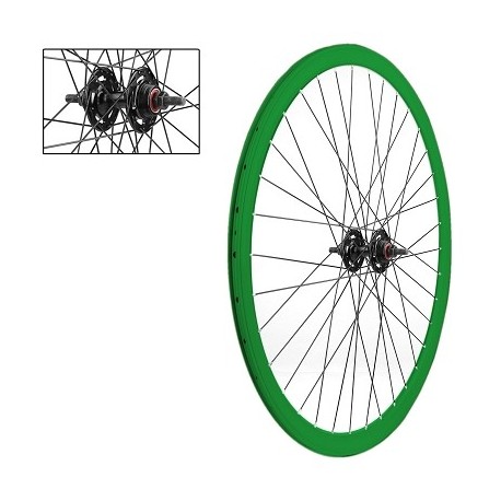 PAIRE DE ROUES FIXIE 700C DOUBLE PAROIES 43MM VERTE