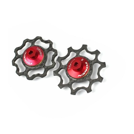 RODILLOS DE DESAROLLO TOKEN 10 DIENTES CARBONE COMPATIBLE CAMPAGNOLO ROULEMENTS CERAMICAS 14G