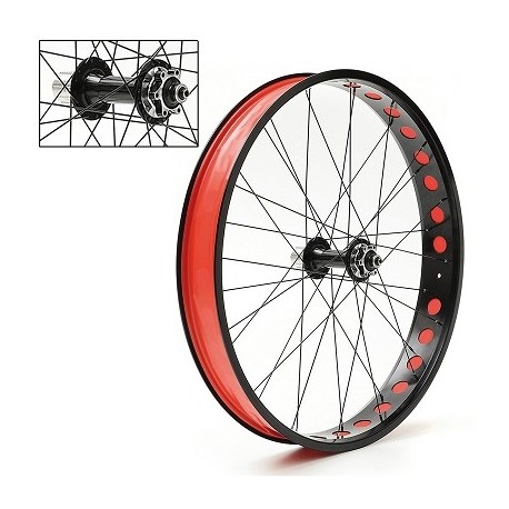 PAIRE DE ROUES ALU FAT BIKE 26" 9-10 VITESSES ALU A BLOCAGE (ENTRAXE AR 190 MM)