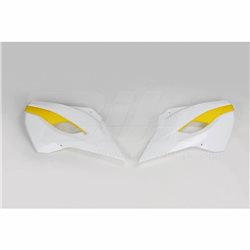 PLÁSTICOS LATERALES DE RADIADOR UFO HUSQVARNA BLANCO/AMARILLO HU03353-W